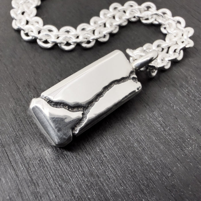 Sandcast Sterling Silver Tag Pendant