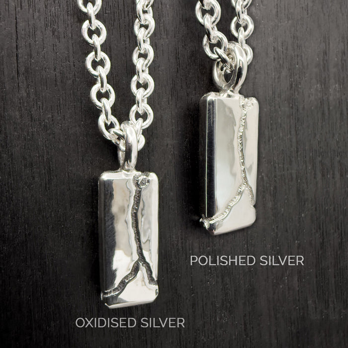 Sandcast Sterling Silver Tag Pendant