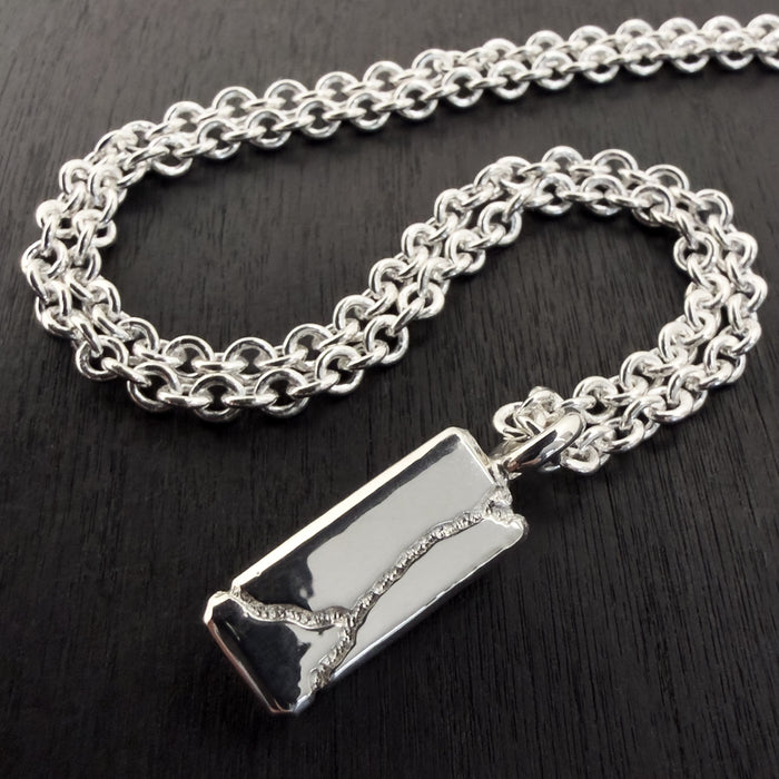 Sandcast Sterling Silver Tag Pendant