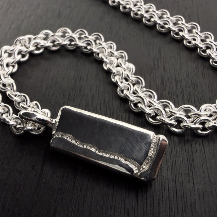 Sandcast Sterling Silver Tag Pendant