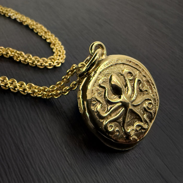 Octopus & Hare Gold Coin Necklace