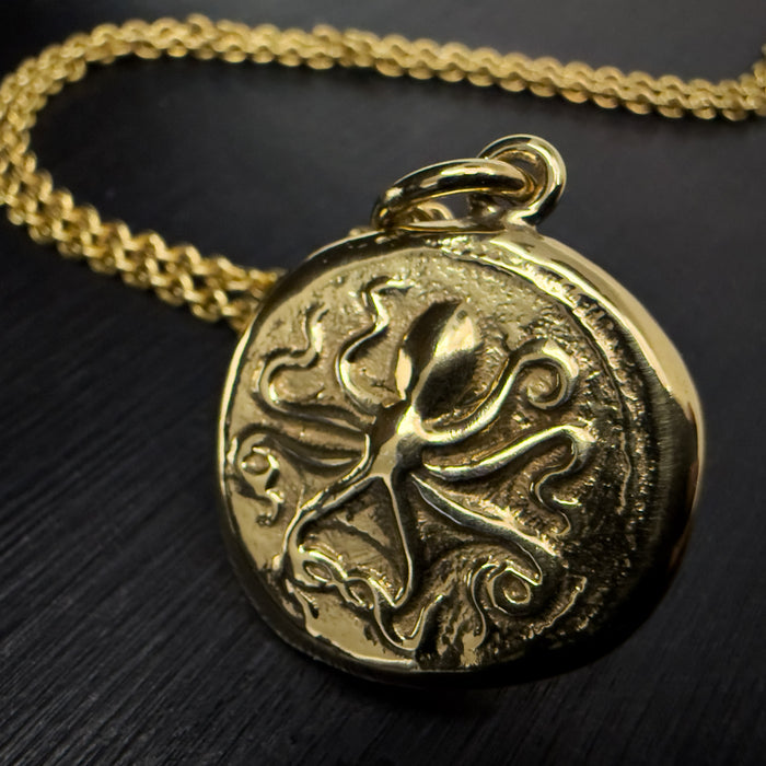 Octopus & Hare Gold Coin Necklace