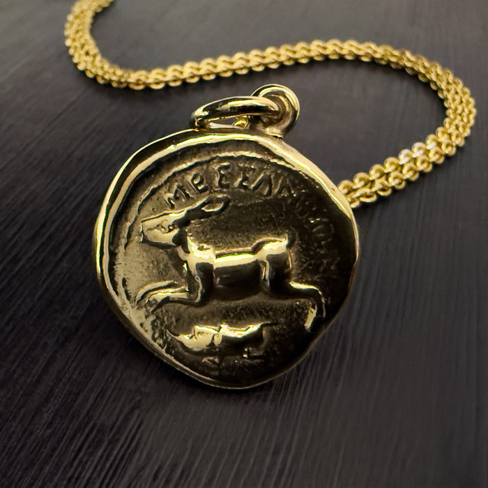 Octopus & Hare Gold Coin Necklace