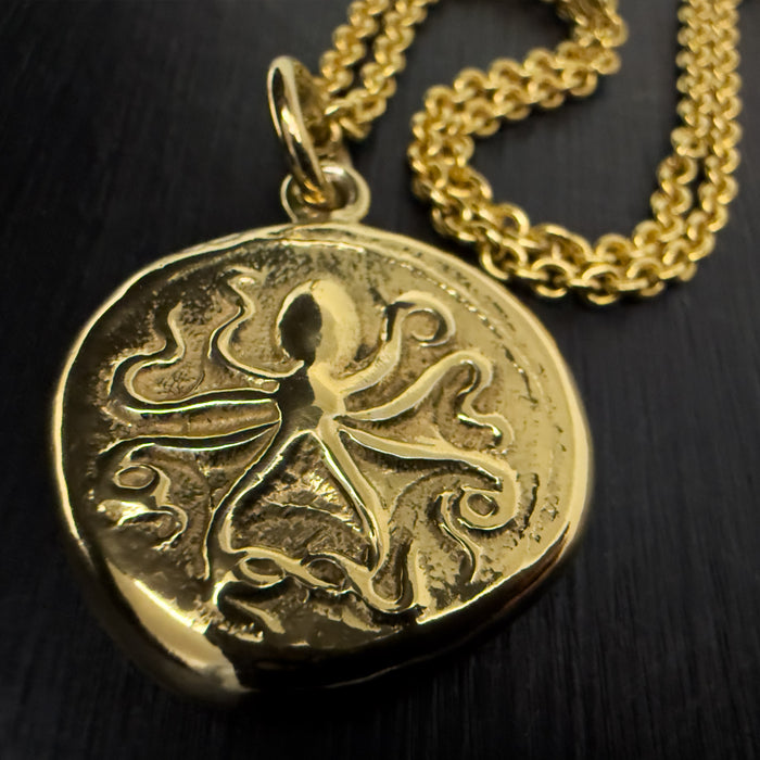 Octopus & Hare Gold Coin Necklace