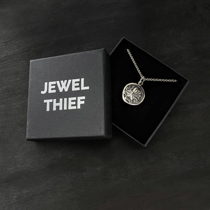 Octopus & Hare Oxidised Silver Coin Necklace