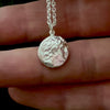 video of Alexander the Great Ancient Greek coin pendant necklace by jewel thief Brighton in a polished silver, oxidised silver or gold plated silver finish.