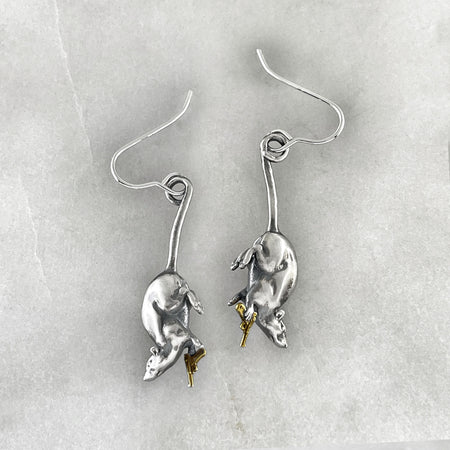 rat earrings side view