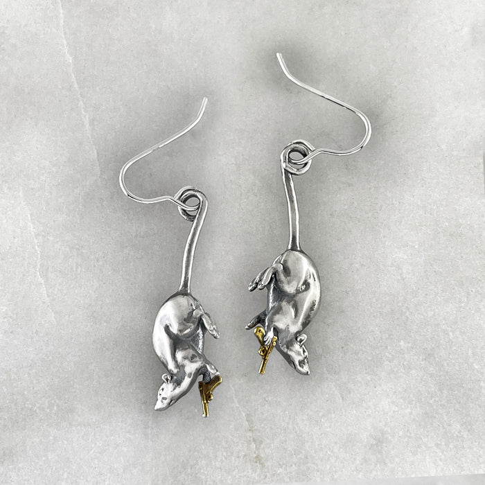 rat earrings side view