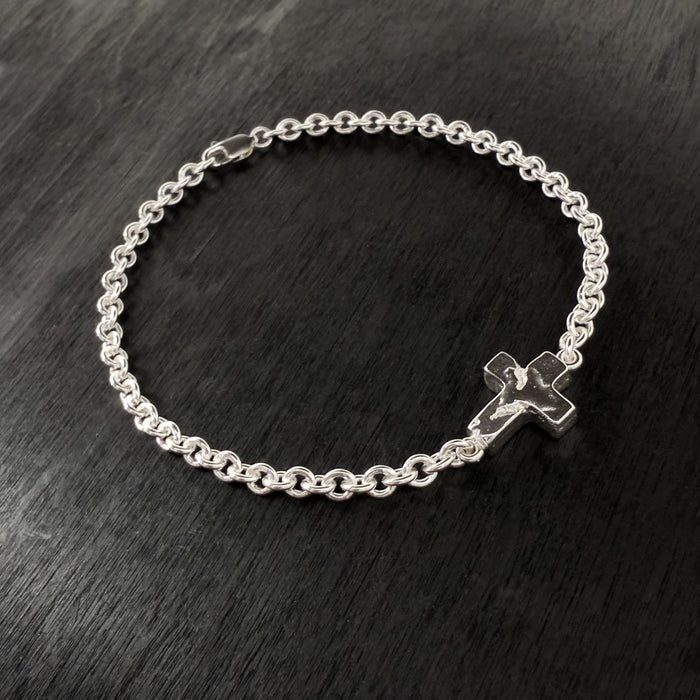 Sterling Silver Chubby Cross Bracelet