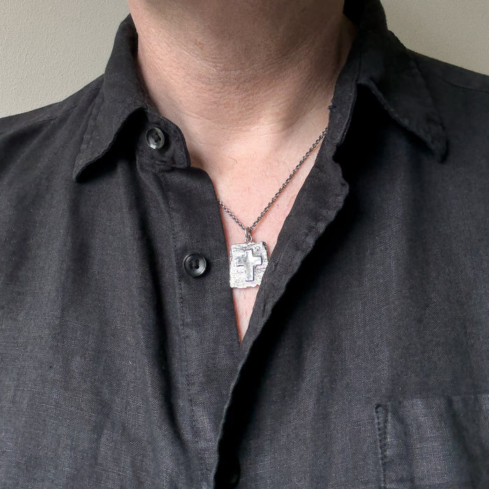 Oxidized Sterling Silver Cross Pendant