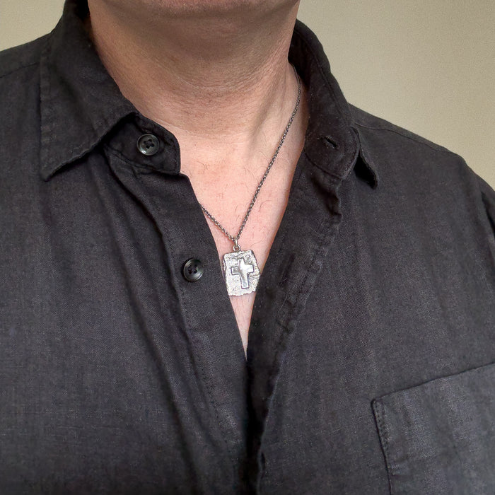 Oxidized Sterling Silver Cross Pendant