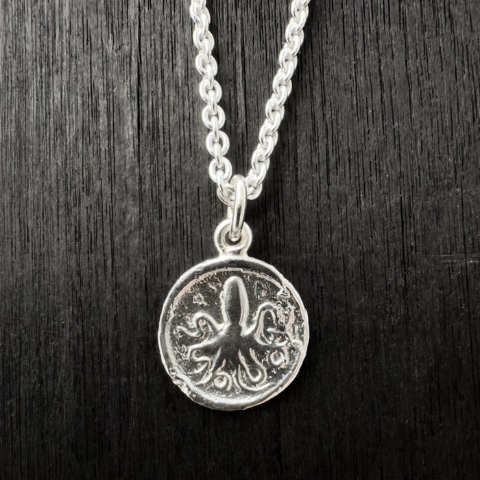 Silver Octopus Coin Necklace