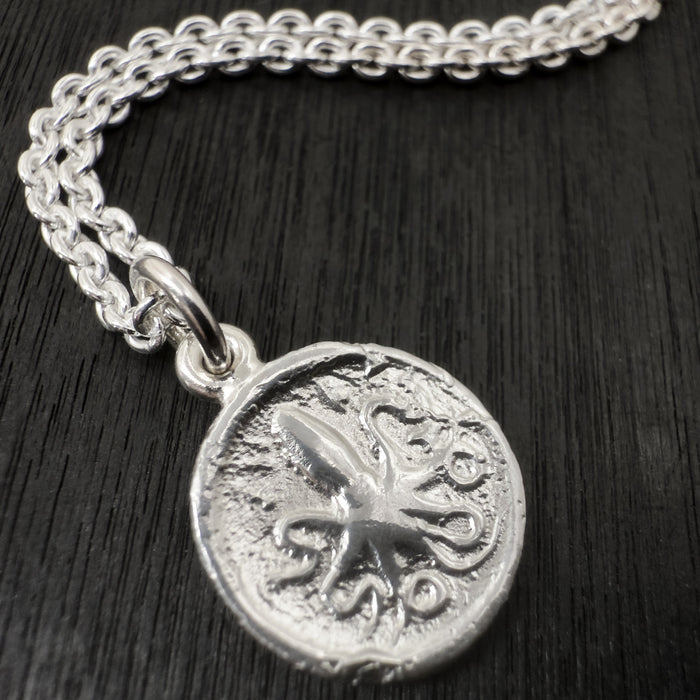 Silver Octopus Coin Necklace