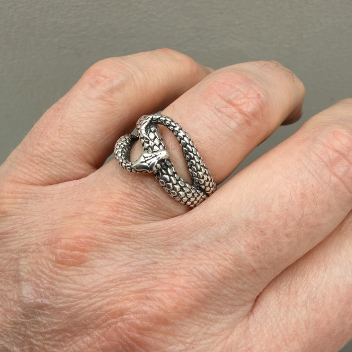 Oxidised Sterling Silver Snake Ring