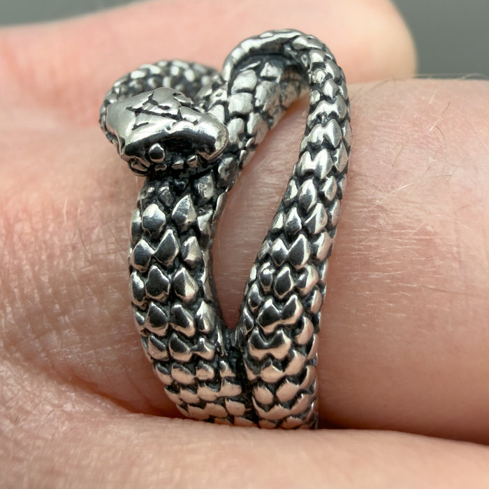 Oxidised Sterling Silver Snake Ring