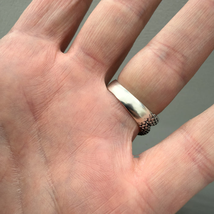 Oxidised Sterling Silver Snake Ring