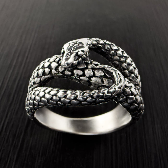 Oxidised Sterling Silver Snake Ring