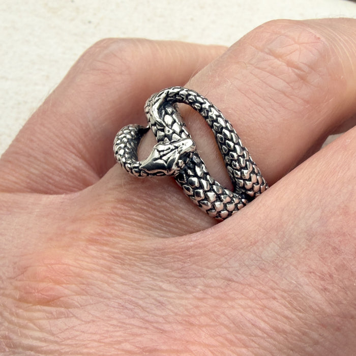 Oxidised Sterling Silver Snake Ring