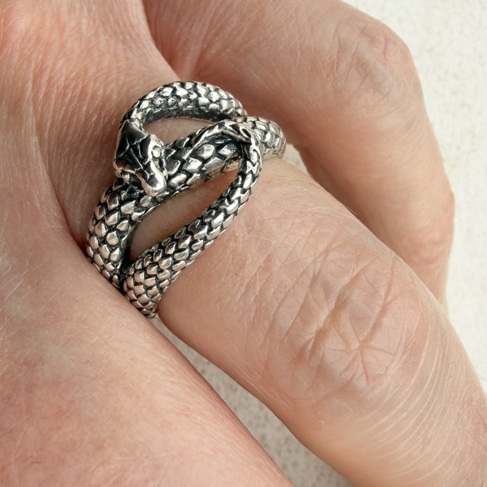 Oxidised Sterling Silver Snake Ring