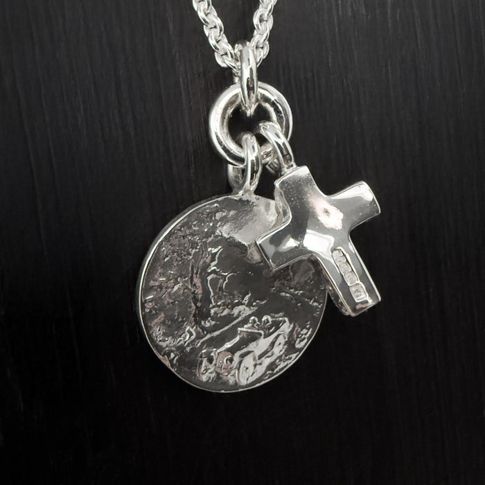 Sterling Silver St Christopher & Cross Necklace