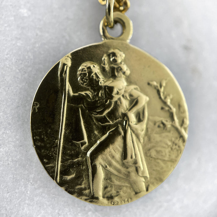 St Christopher Necklace, Gold Necklace, Protection While Traveling, 18th Birthday Gift, 21st Birthday Gift