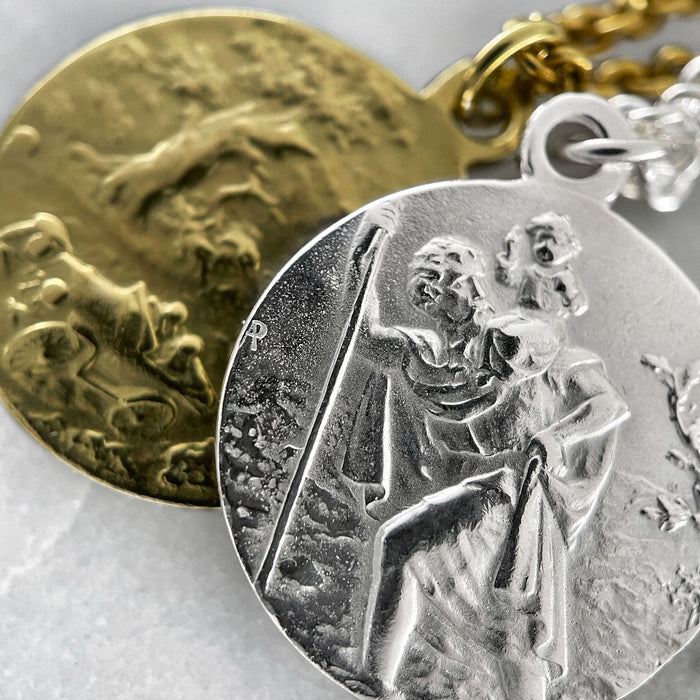 St Christopher Necklace, Gold Necklace, Protection While Traveling, 18th Birthday Gift, 21st Birthday Gift