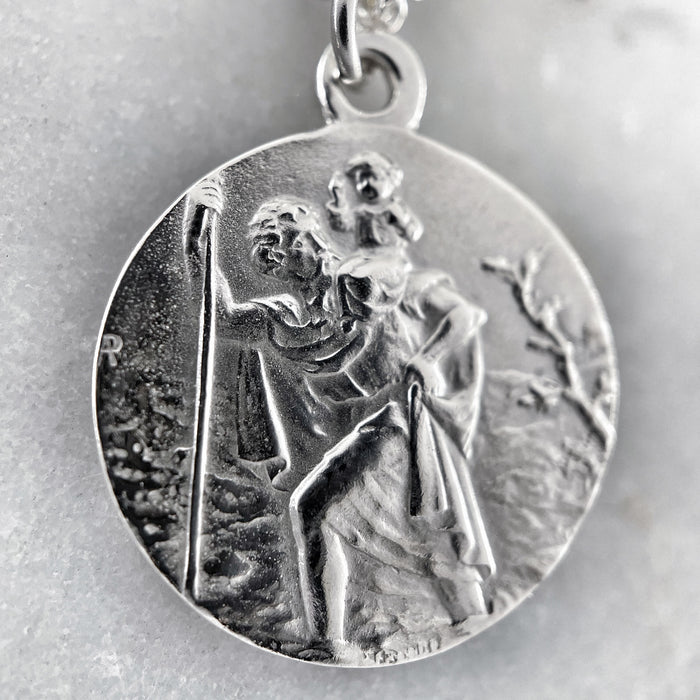 St. Christopher Necklace, Silver Necklace, Protection While Traveling, 18th Birthday Gift, 21st Birthday Gift
