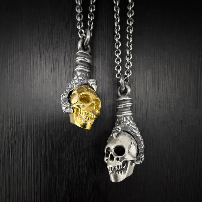 Sterling Silver Eagle Talon & Skull Pendant