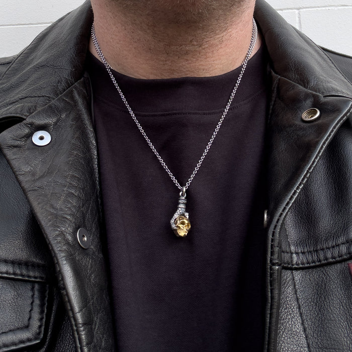 Sterling Silver Eagle Talon & Skull Pendant