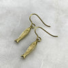 gold sardine fish hook earrings 