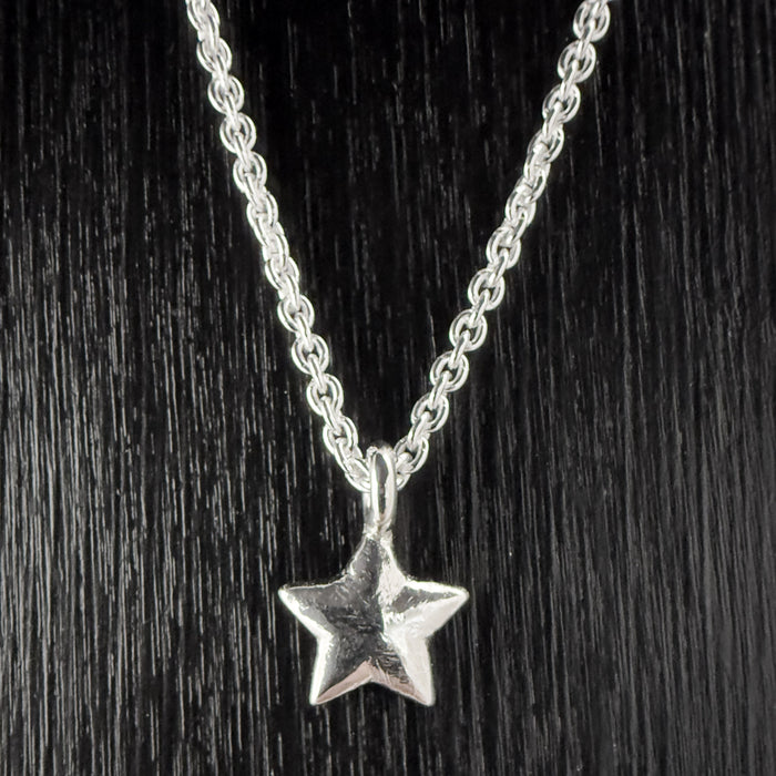 Tiny Rustic Silver Star Necklace