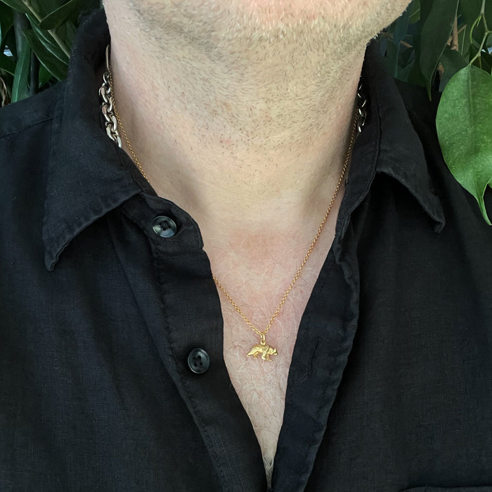 Tiny Gold Bear Necklace