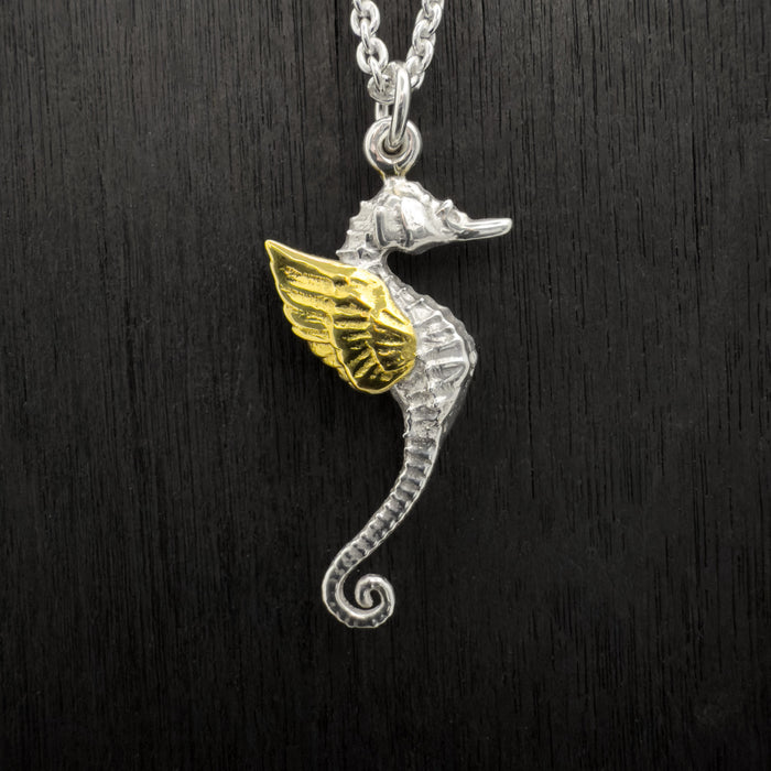Gold Winged Seahorse Necklace