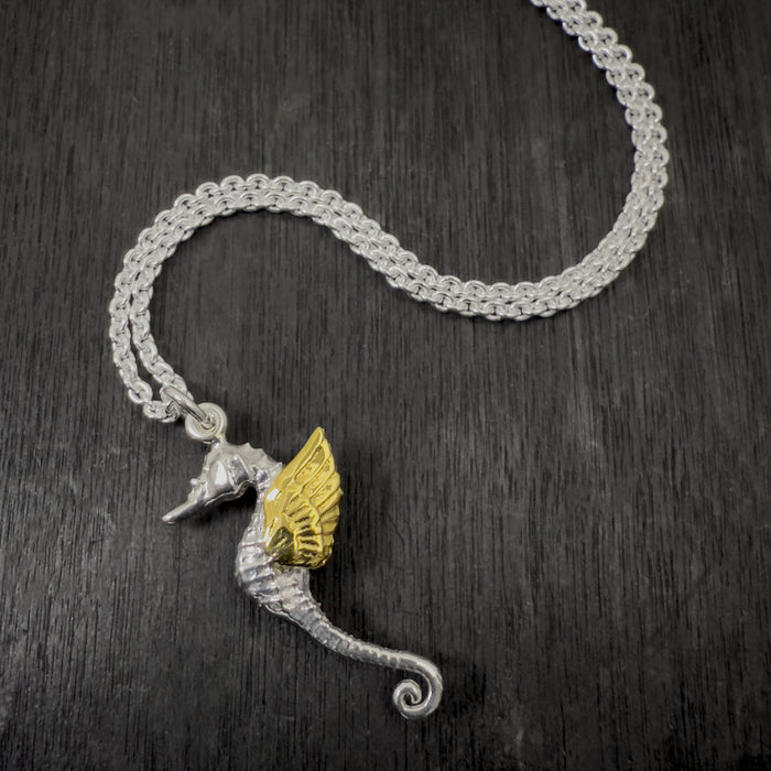 Gold Winged Seahorse Necklace