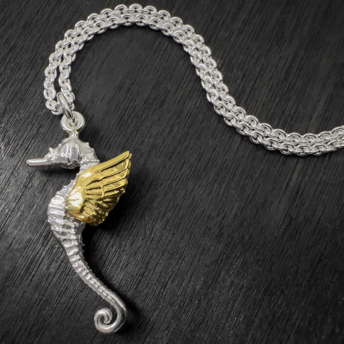 Gold Winged Seahorse Necklace