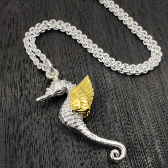 Gold Winged Seahorse Necklace