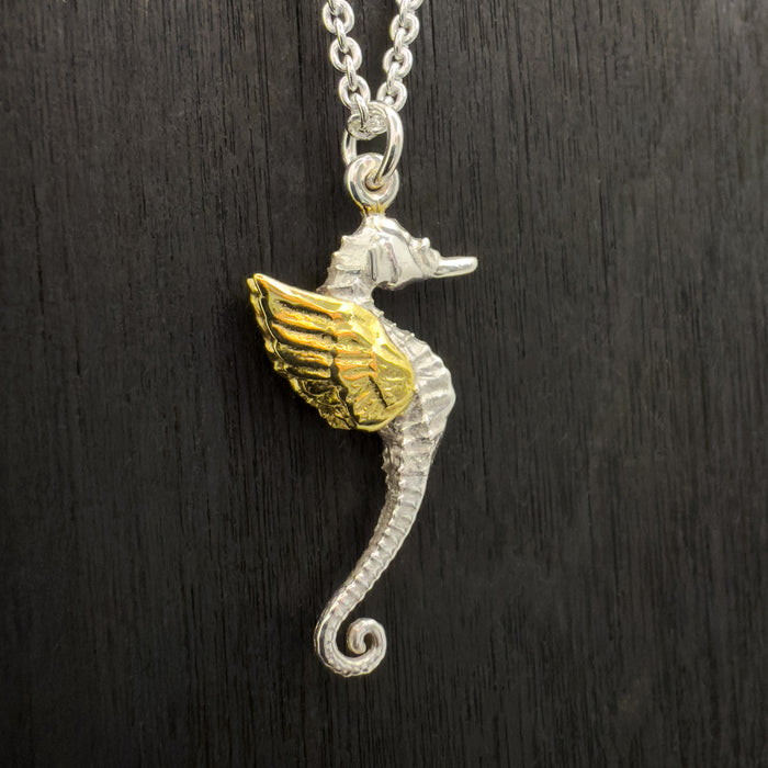 Gold Winged Seahorse Necklace