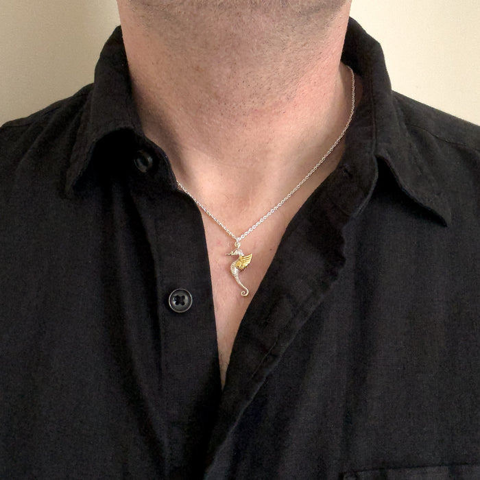 Gold Winged Seahorse Necklace