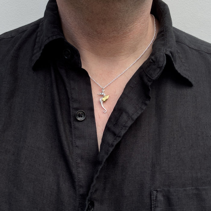 Gold Winged Seahorse Necklace