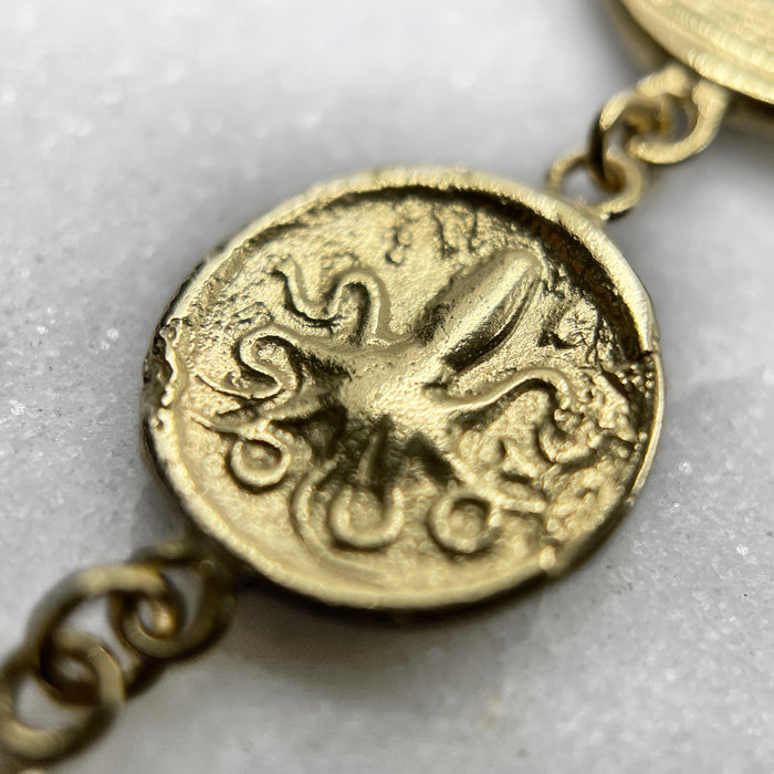 greek coin dangle drop earrings jewel thief Brighton