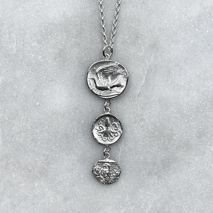 greek coin drop pendant necklace jewel thief Brighton