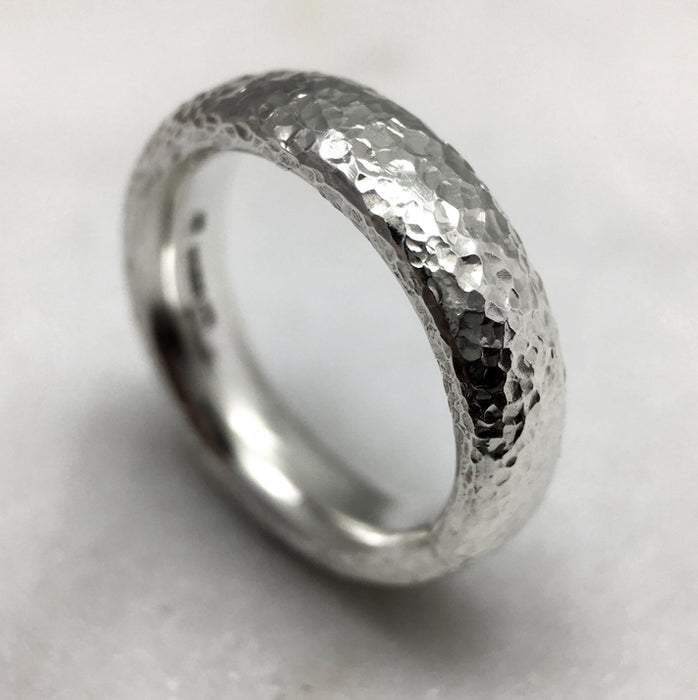 Hammered 6mm Silver Ring