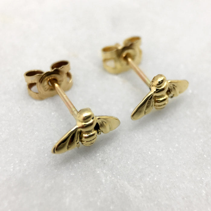 Tiny 9ct Gold Bee Studs
