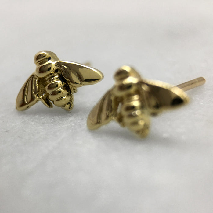 Tiny 9ct Gold Bee Studs