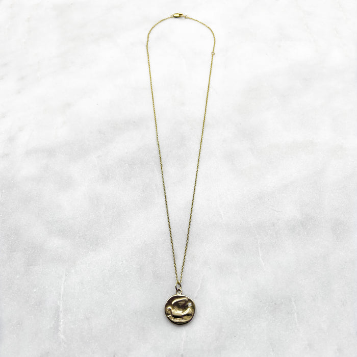 gold greek dove coin pendant necklace jewel thief Brighton