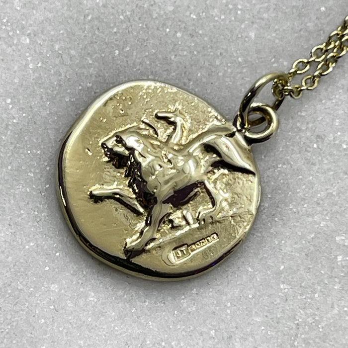 gold greek dove coin pendant necklace jewel thief Brighton