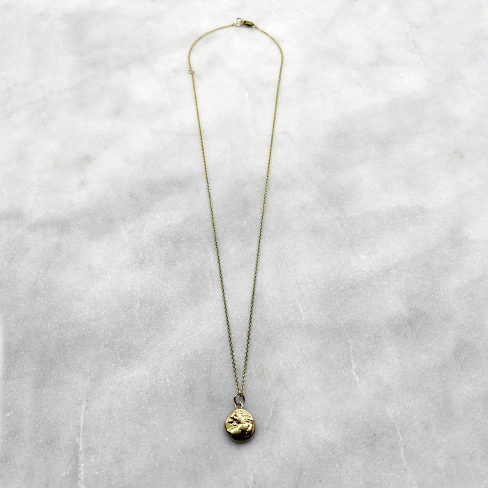 Solid 9k Gold Lion Coin Necklace