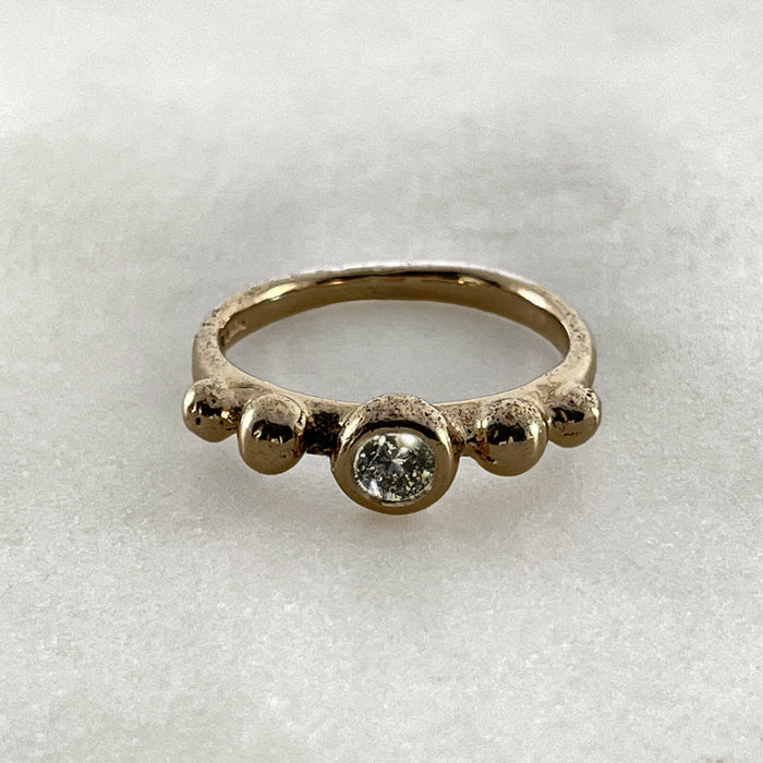 Rustic Solid Gold Diamond Ring