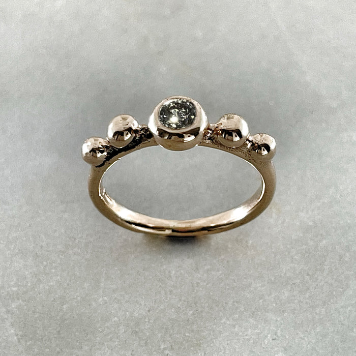 Rustic Solid Gold Diamond Ring