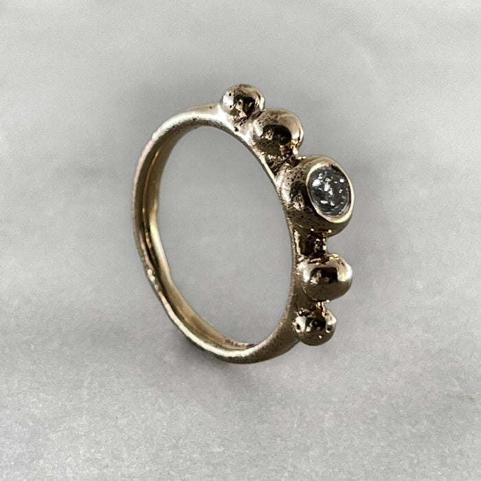 Rustic Solid Gold Diamond Ring